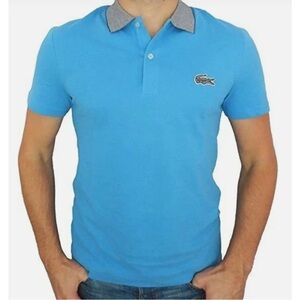 Lacoste Men's Regular Fit Textured Cotton Piqué Polo Shirt Blue Size XL